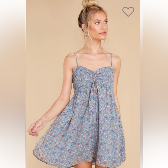 Summer Nights Blue Multi Floral Print Dress - Picture 1 of 4